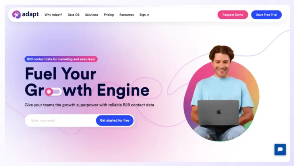 best b2b email list providers adapt.io homepage