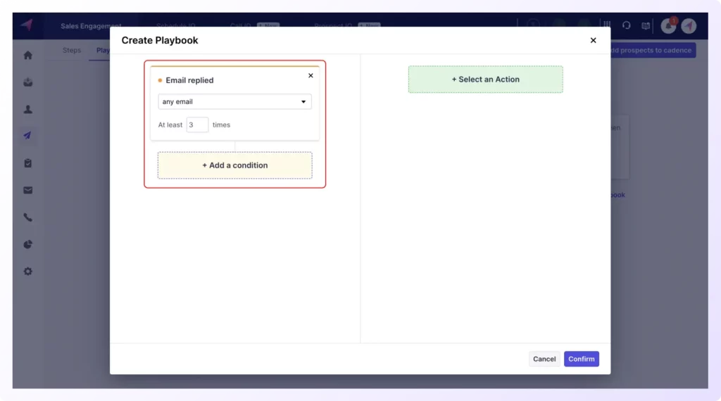 screenshot of cadence playbook feature