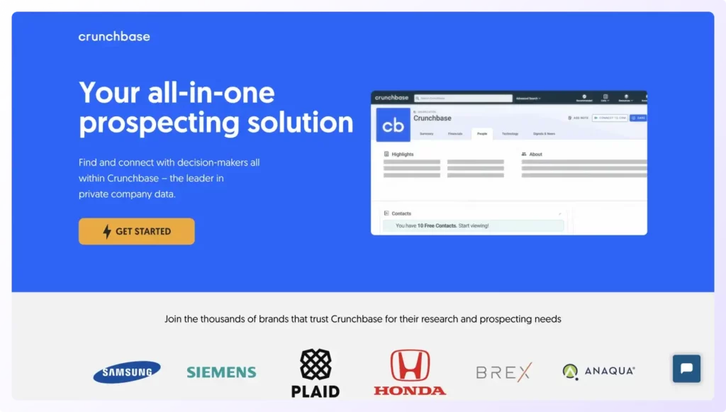 Crunchbase B2B list building service provider