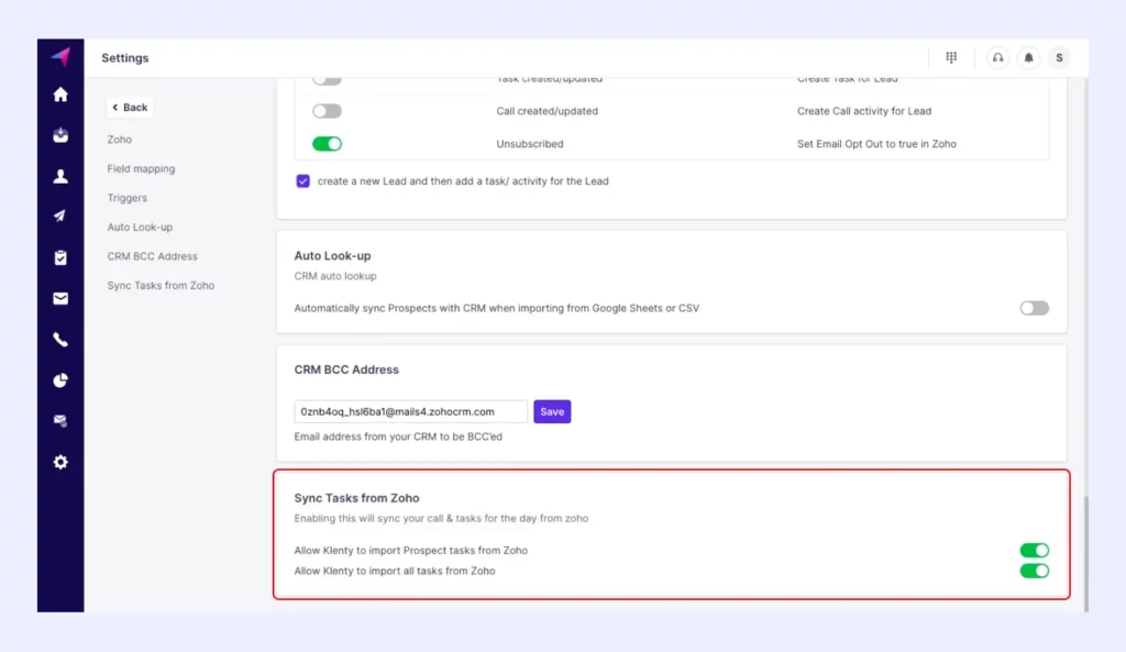 import all tasks created in Zoho CRM