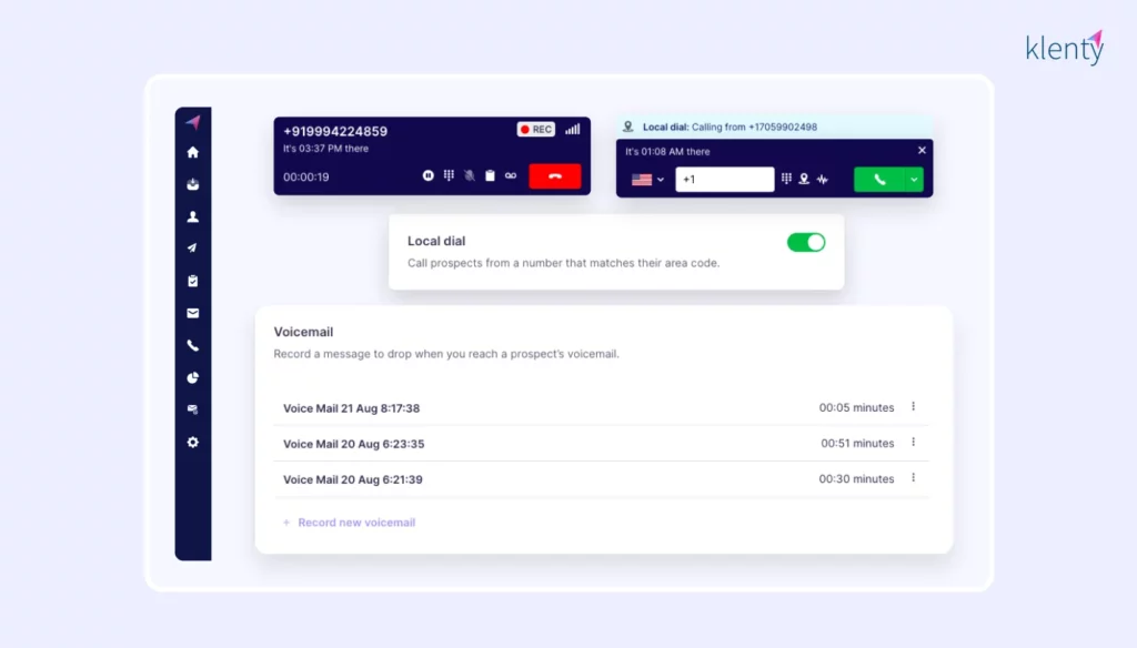 Sales Dialer feature of Klenty