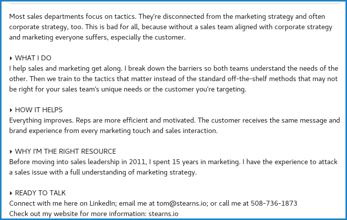 linkedIn summary linkedIn for b2b sales