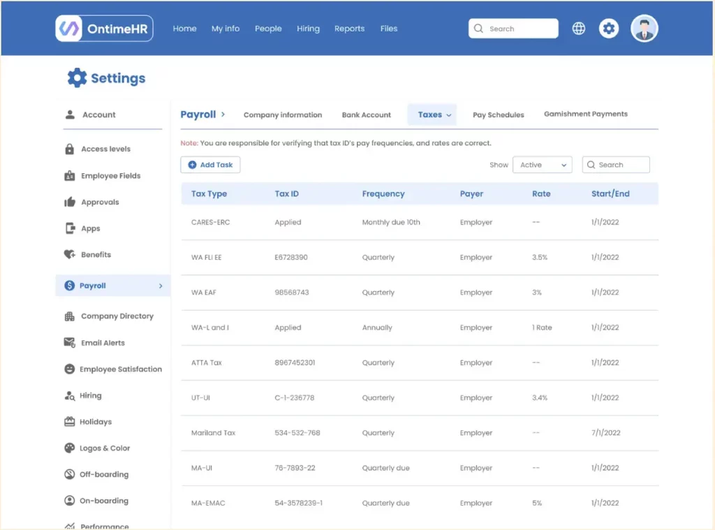 OntimeHR Dashboard