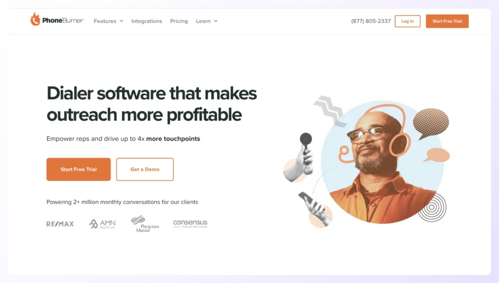 PhoneBurner an end-to-end cold calling software home page