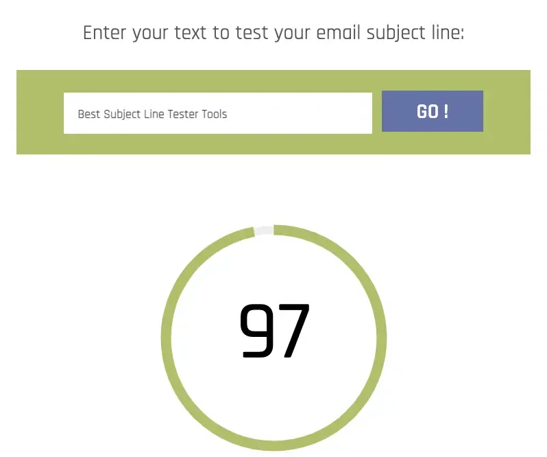 Screenshot of Email Subject Line Tester Tools - Email subject line grader