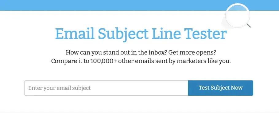 Screenshot of Email Subject Line Tester Tools - Email Subject Line Tester