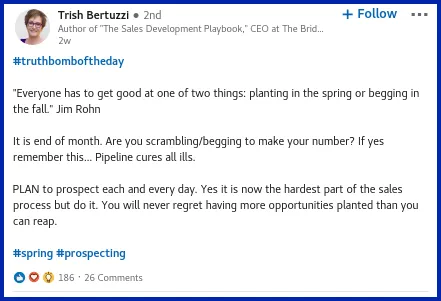 Screenshot of Trish Bertuzzi's post