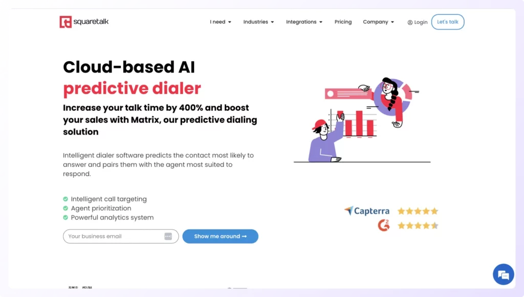 Squaretalk cloud-based AI cold calling software home page