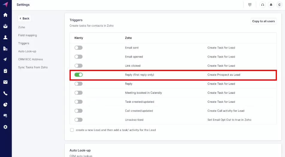 Zoho Reply Triggers Lead (1st reply only)